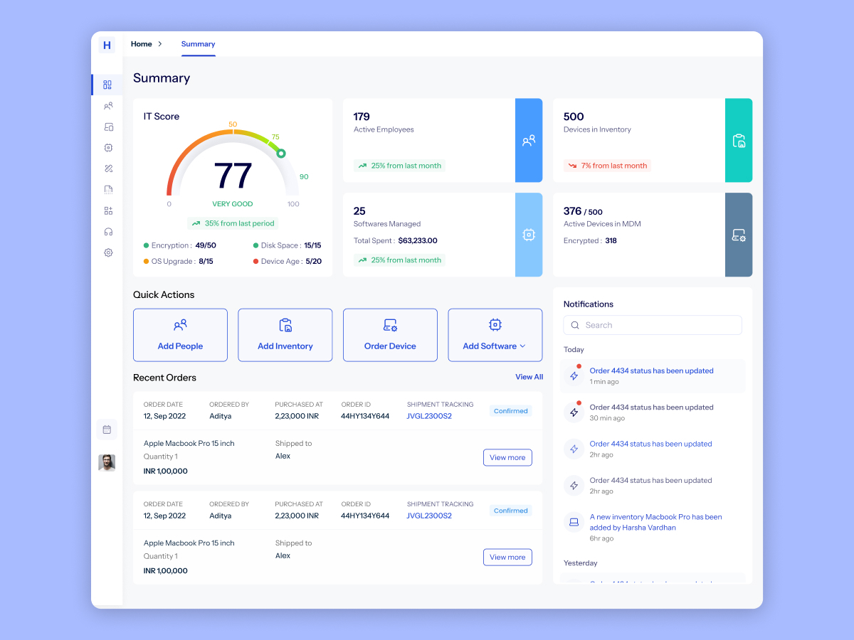 ZenAdmin's IT management platform
